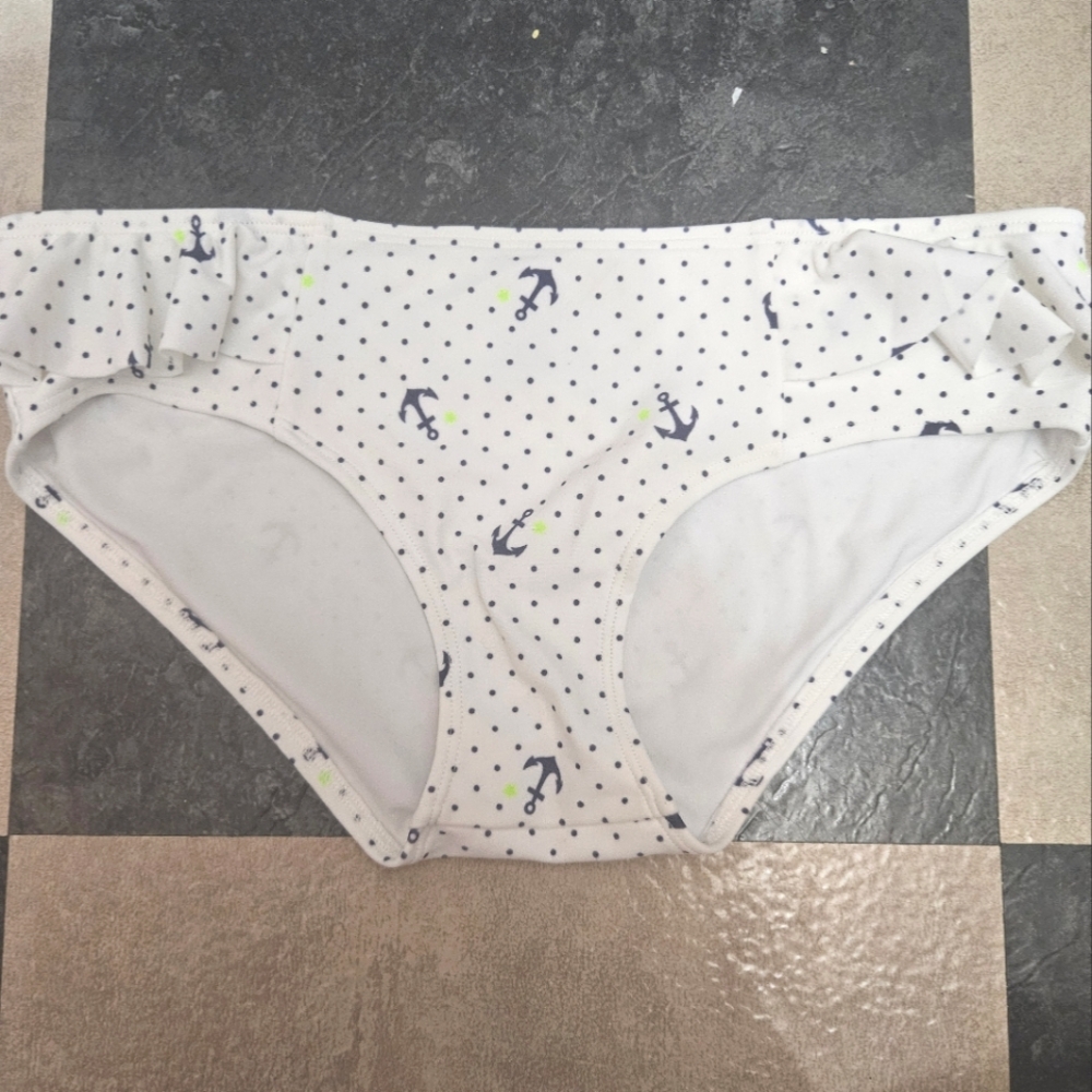 Aerie White and Navy Anchor Bikini Bottom